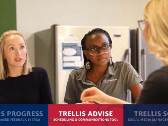 Three people and the names of three Trellis components