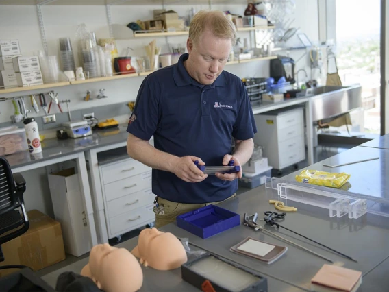 David Biffar, Director of Healthcare Simulation Operations, in the lab.