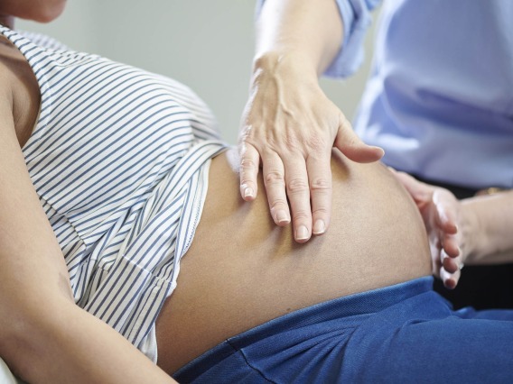 Image of pregnant person being examined.